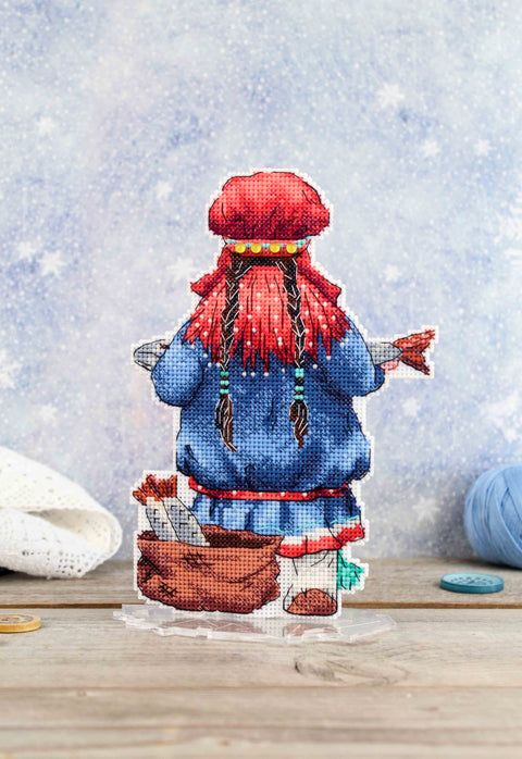 Laplander Cross Stitch Kit with Pattern and Threads, Aida Fabric, Cotton Floss, Needle and Instructions by MP Studia