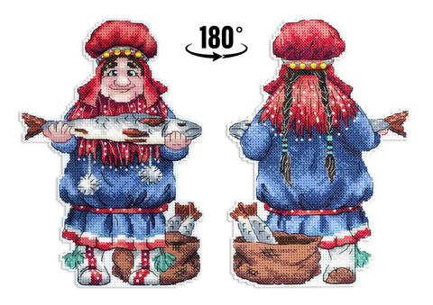 Laplander Cross Stitch Kit with Pattern and Threads, Aida Fabric, Cotton Floss, Needle and Instructions by MP Studia