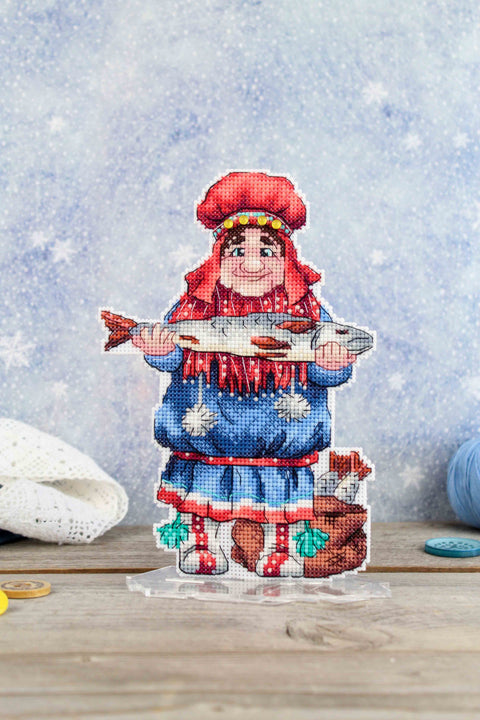 Laplander Cross Stitch Kit with Pattern and Threads, Aida Fabric, Cotton Floss, Needle and Instructions by MP Studia