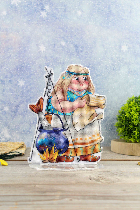 Cross Stitch Embroidery Kit with Finnish Woman Motif, MP Studia Craft Kit for Home Decor and Creative Handwork