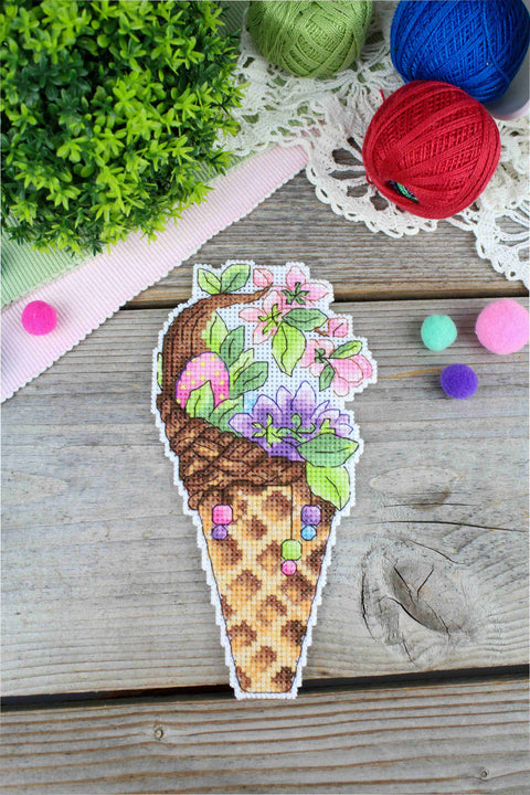 Cross Stitch Embroidery Kit, Spring Motif, Beginner-Friendly, MP Studia, 17×9 cm, Multicolor, Includes Threads, Needle, Chart and Instructions