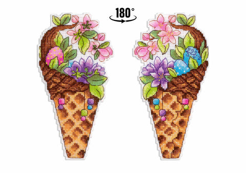 Cross Stitch Embroidery Kit, Spring Motif, Beginner-Friendly, MP Studia, 17×9 cm, Multicolor, Includes Threads, Needle, Chart and Instructions