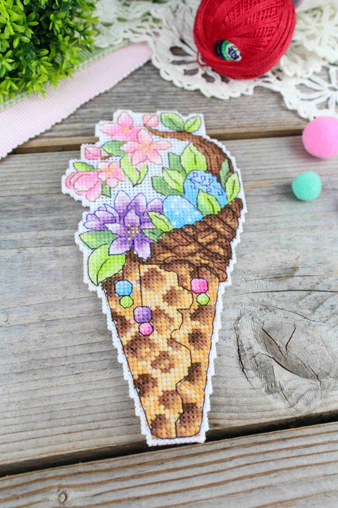 Cross Stitch Embroidery Kit, Spring Motif, Beginner-Friendly, MP Studia, 17×9 cm, Multicolor, Includes Threads, Needle, Chart and Instructions