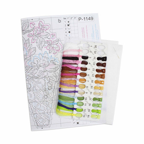 Cross Stitch Embroidery Kit, Spring Motif, Beginner-Friendly, MP Studia, 17×9 cm, Multicolor, Includes Threads, Needle, Chart and Instructions