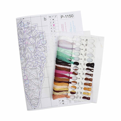 Cross Stitch Kit Winter Theme, 16×8 cm Finished Design, Aida Canvas, Cotton Threads, Steel Needle, MP Studia