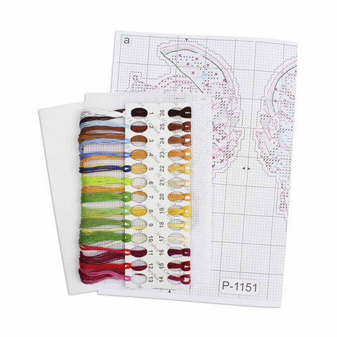 Cross Stitch Embroidery Kit Summer Theme, 16 x 8 cm, Aida Fabric, Cotton Threads, MP Studia, Needle Included