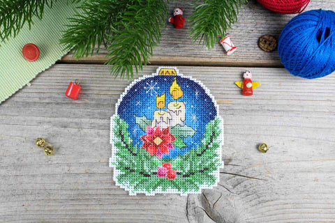 Raccoon Christmas Ornament Cross Stitch Kit, Multicolor, 10 x 9 cm, MP Studia