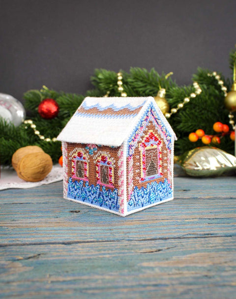 3D Cross Stitch House Kit, MP Studia, Compact Decorative Toy, Finished Size 6 × 9 × 8 cm
