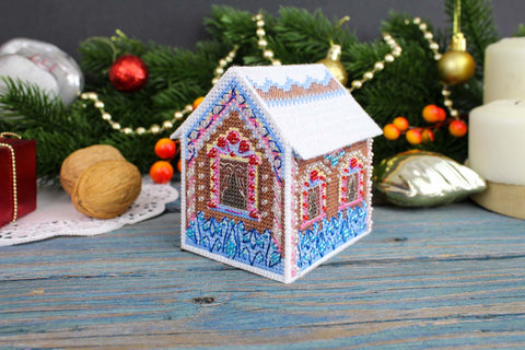 3D Cross Stitch House Kit, MP Studia, Compact Decorative Toy, Finished Size 6 × 9 × 8 cm