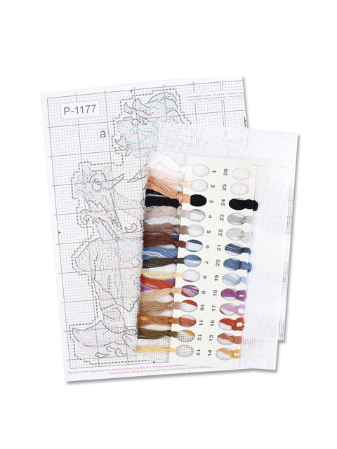 Cross Stitch Kit Papa Carlo, 17 x 10 cm, MP Studia, 14 Count White Plastic Canvas, 24 Colors, Pattern and Needle