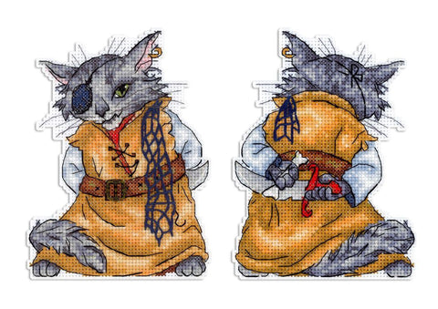 Cross Stitch Kit Cat Basilis, MP Studia, 14 Count White Plastic Canvas, 14 x 10 cm, 20 Thread Shades, Beginner Friendly