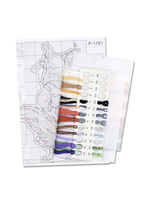 Cross Stitch Kit with Fox Alice Design, 17 x 10 cm, 14 Count Plastic Canvas, 22 Colors, MP Studia