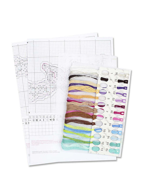 Cross Stitch Kit Silver Hoof Fairy Tale Design, MP Studia, 20x8 cm, 14 Count White Plastic Canvas, 25 Thread Colors