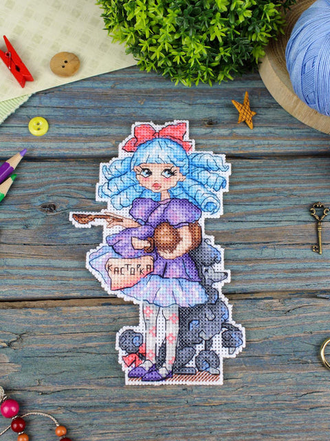 Cross Stitch Kit Malvina, MP Studia, 16×10 cm Embroidery Set with Threads, Canvas, Needle, Pattern and Instructions