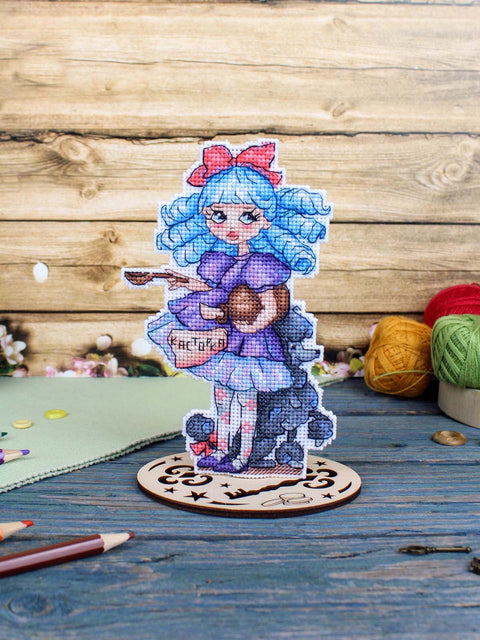 Cross Stitch Kit Malvina, MP Studia, 16×10 cm Embroidery Set with Threads, Canvas, Needle, Pattern and Instructions