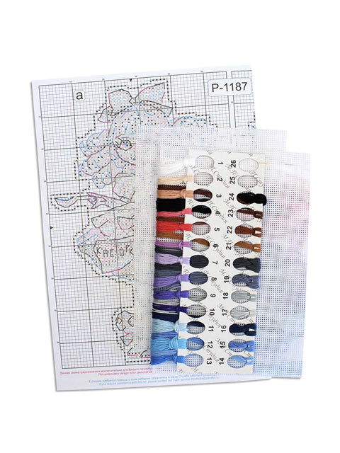Cross Stitch Kit Malvina, MP Studia, 16×10 cm Embroidery Set with Threads, Canvas, Needle, Pattern and Instructions