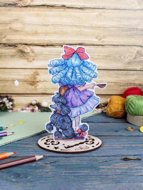 Cross Stitch Kit Malvina, MP Studia, 16×10 cm Embroidery Set with Threads, Canvas, Needle, Pattern and Instructions