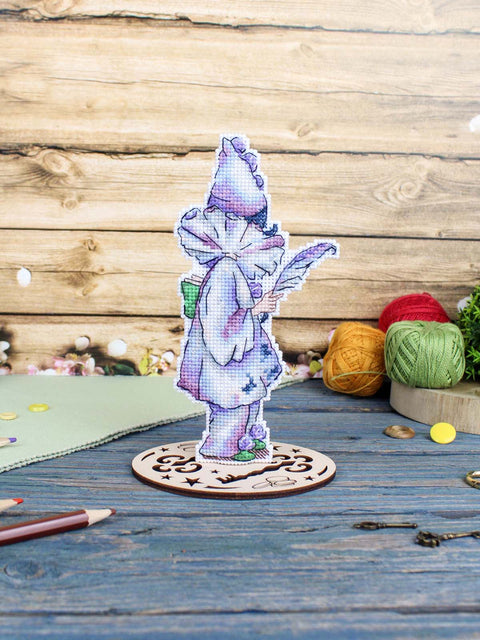 Cross Stitch Embroidery Kit with Pierrot Design, MP Studia, 17×8 cm Vertical Mini Craft Project for Home Decor