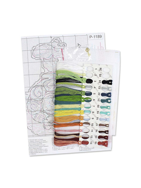 Turtle Cross Stitch Kit Tortilla, 14 x 11 cm, Plastic Canvas, 21-Color Thread Set, MP Studia DIY Embroidery Kit