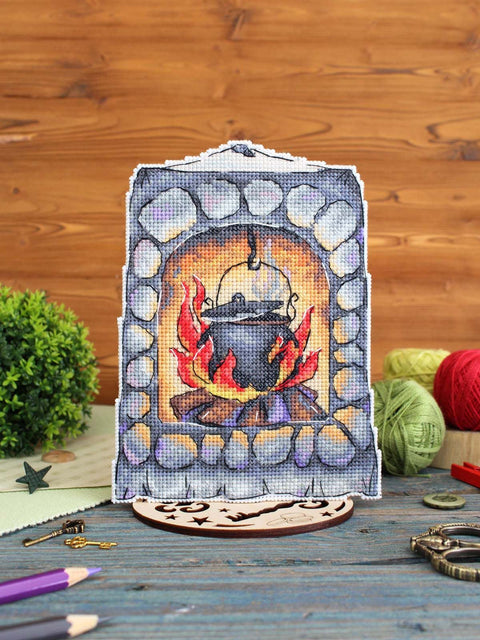 Theatre Cross Stitch Kit, 17 x 13 cm, 14 Count Plastic Canvas, 25 Color Threads, MP Studia Embroidery Set