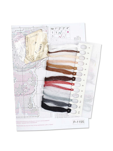Scientist Cross Stitch Kit for Kids, 12 x 7 cm, Beginner Craft Set, 14 Count White Plastic Canvas, MP Studia, 13 Thread Colors