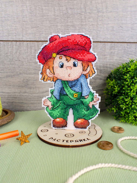 Cross Stitch Kit “Confused” 13x9 cm, 14 Count White Plastic Canvas, 21 PNK Kirov Colors, MP Studia Fairy Tale Design