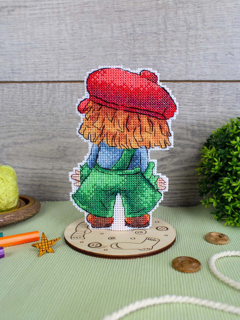 Cross Stitch Kit “Confused” 13x9 cm, 14 Count White Plastic Canvas, 21 PNK Kirov Colors, MP Studia Fairy Tale Design