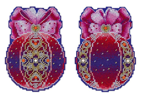Cross Stitch Embroidery Kit for Christmas Tree Ornament, Heart Design, 12×9 cm, MP Studia DIY Holiday Craft Set