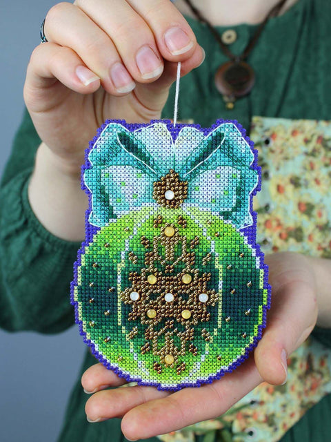 Cross Stitch Kit, Forest Magic Christmas Ornament, 12×9 cm, Tree Decoration, MP Studia, Winter Nature Design