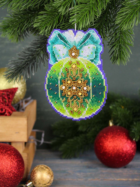Cross Stitch Kit, Forest Magic Christmas Ornament, 12×9 cm, Tree Decoration, MP Studia, Winter Nature Design