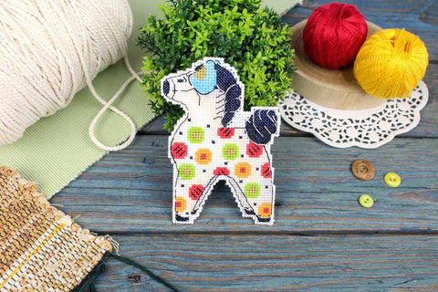 Cross Stitch Kit Colorful Horse Design, MP Studia, 12 x 8 cm Multicolor Embroidery Set with Fabric, Threads, Needle and Pattern