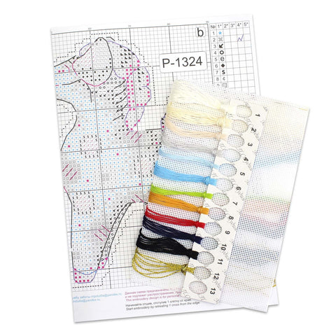 Cross Stitch Kit Colorful Horse Design, MP Studia, 12 x 8 cm Multicolor Embroidery Set with Fabric, Threads, Needle and Pattern
