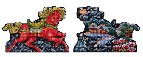 Cross Stitch Embroidery Kit, Winter Glow Design, MP Studia, 11 × 16 cm, Aida Fabric, Beginner Friendly, Counted Cross Stitch