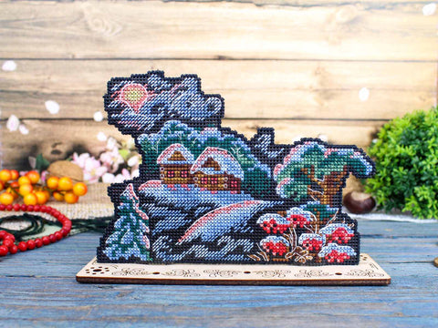 Cross Stitch Embroidery Kit, Winter Glow Design, MP Studia, 11 × 16 cm, Aida Fabric, Beginner Friendly, Counted Cross Stitch