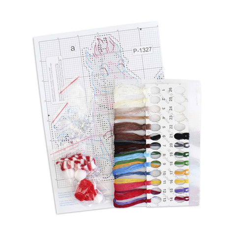 Cross Stitch Embroidery Kit Horse with Hat, MP Studia, 13×9 cm, Beginner-Friendly Craft for Cards and Home Decor