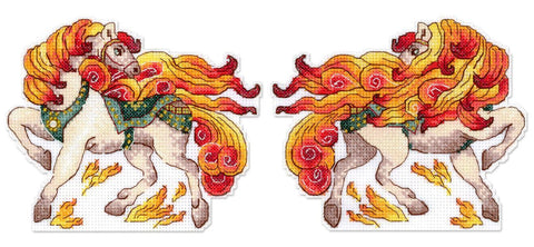 Cross Stitch Kit Fiery Horse Embroidery Kit, MP Studia, 12 × 15 cm, Beginner-Friendly Craft Project for Framing