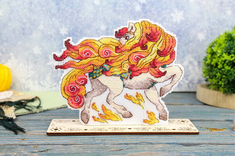 Cross Stitch Kit Fiery Horse Embroidery Kit, MP Studia, 12 × 15 cm, Beginner-Friendly Craft Project for Framing
