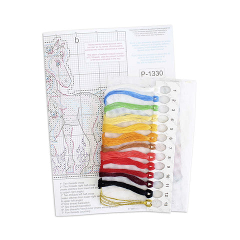 Counted Cross Stitch Kit, Fiery Horse Design, MP Studia, 13 x 9 cm, Beginner-Friendly Embroidery Set