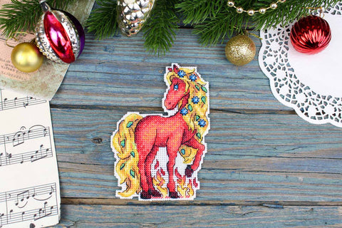 Counted Cross Stitch Kit, Fiery Horse Design, MP Studia, 13 x 9 cm, Beginner-Friendly Embroidery Set