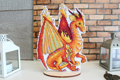 Cross Stitch Kit Fire Lord by MP Studia, Decorative Embroidery Set for Beginners and Advanced Crafters, Canvas and Threads Included