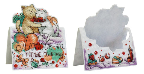Valentine's Day Cross Stitch Card Kit, A6 Embroidery Set with Aida Fabric, Cotton Threads, Needle and Envelope, MP Studia