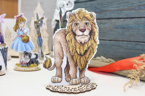 Lion Cross Stitch Kit with Aida Canvas and Cotton Floss, MP Studia, Multicolor Embroidery Pattern, Beginner-Friendly Craft Set