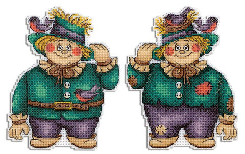 Scarecrow Cross Stitch Kit, Complete Set with Aida Fabric and Cotton Mouliné Threads, Autumn Design, MP Studia