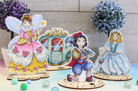 Glass Slipper Cross Stitch Kit – Aida Canvas, Cotton Threads, Needle, Pattern & Instructions, MP Studia, Blue and Silver Tones