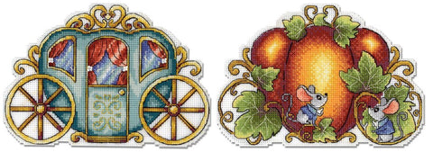 MP Studia Cross Stitch Kit, Pumpkin Carriage Design, Aida Canvas, Cotton Threads, Beginner-Friendly Autumn Home Decor Project