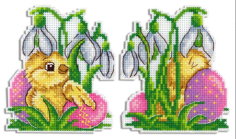 Easter Cross Stitch Embroidery Kit, MP Studia, Spring-Themed Design with Canvas, Threads, Needle, Chart and Instructions