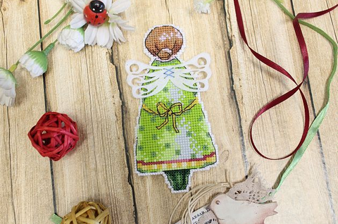 Cross Stitch Kit Spring Angel with Aida Canvas, Cotton Threads, Needle, Color Chart and Instructions by MP Studia