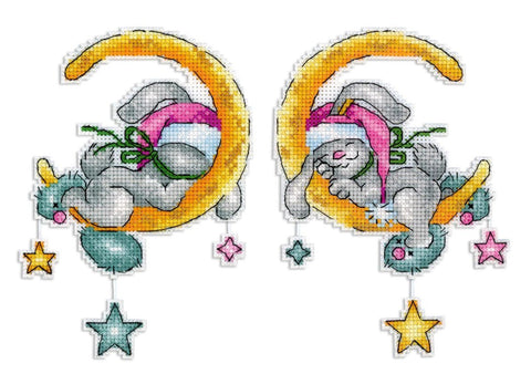 Sweet Dreams Cross Stitch Kit for Beginners, MP Studia, Cotton Threads, Colorful Embroidery Set for Nursery Wall Decor