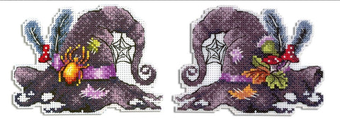 Witch Hat Cross Stitch Kit with Aida Canvas, MP Studia Halloween Embroidery Set, Multicolor Threads, Needle and Pattern