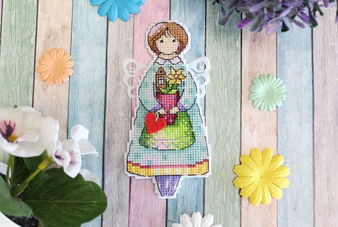 Cross Stitch Embroidery Kit Summer Angel, MP Studia, Aida Fabric, Cotton Floss, Needle and Pattern, Multicolor DIY Craft Kit